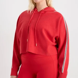 Sale Aje ATHLETICA Crop Knit Hoodie 405 Passionate Red