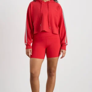 Sale Aje ATHLETICA Crop Knit Hoodie 405 Passionate Red