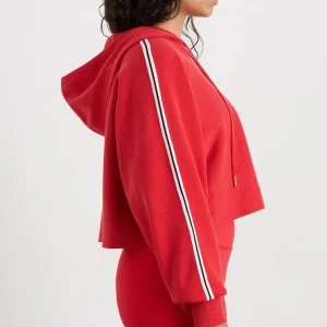 Sale Aje ATHLETICA Crop Knit Hoodie 405 Passionate Red