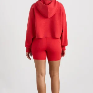 Sale Aje ATHLETICA Crop Knit Hoodie 405 Passionate Red