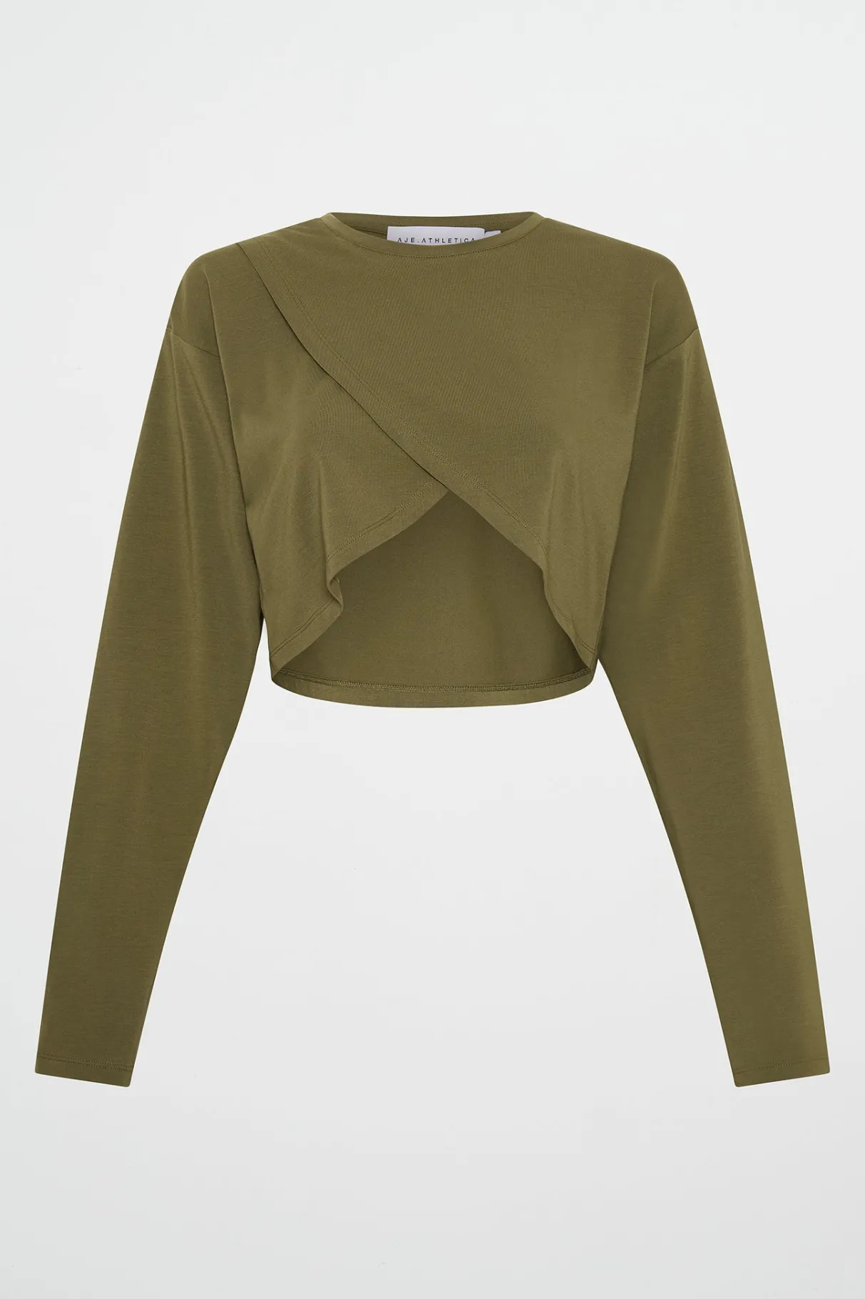 cropped_crossover_long_sleeve_top__1.webp Fashion Aje ATHLETICA Cropped Crossover Long Sleeve Top 440 Deep Khaki