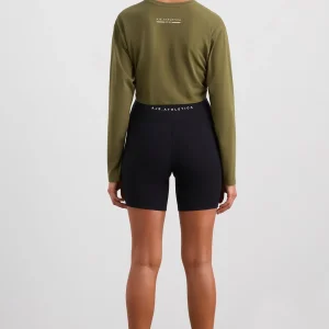 Fashion Aje ATHLETICA Cropped Crossover Long Sleeve Top 440 Deep Khaki