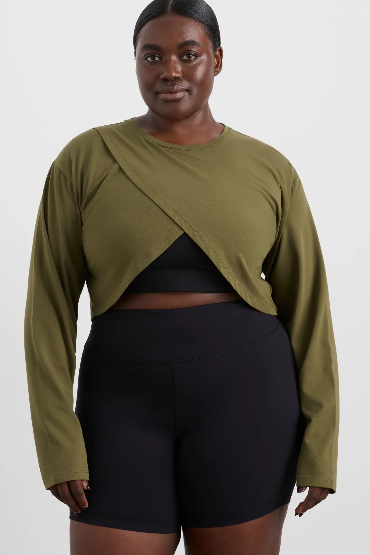 cropped_crossover_long_sleeve_top__9.webp Fashion Aje ATHLETICA Cropped Crossover Long Sleeve Top 440 Deep Khaki