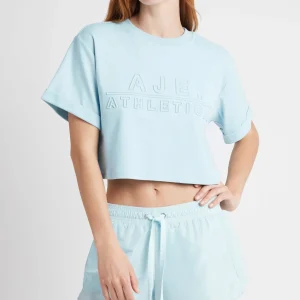 Hot Aje ATHLETICA Cropped Embossed Classic Logo T-Shirt 105 Ice Blue