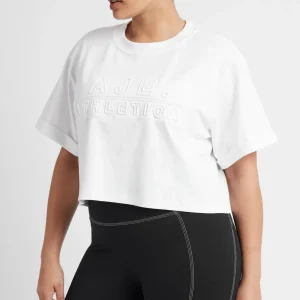 Hot Aje ATHLETICA Cropped Embossed Classic Logo T-Shirt 105 White