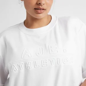 Hot Aje ATHLETICA Cropped Embossed Classic Logo T-Shirt 105 White