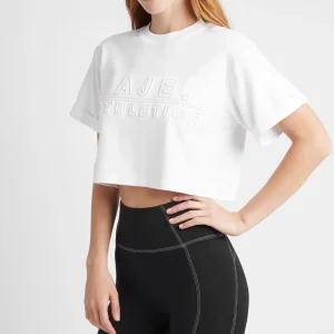 Hot Aje ATHLETICA Cropped Embossed Classic Logo T-Shirt 105 White