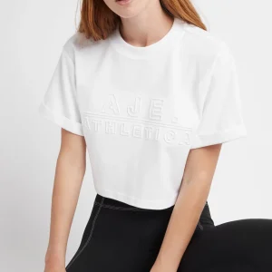 Hot Aje ATHLETICA Cropped Embossed Classic Logo T-Shirt 105 White