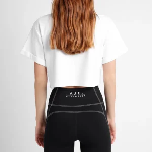 Hot Aje ATHLETICA Cropped Embossed Classic Logo T-Shirt 105 White