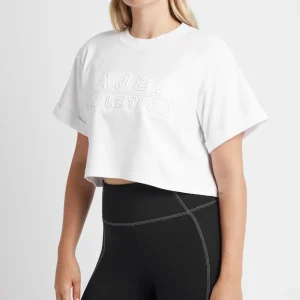 Hot Aje ATHLETICA Cropped Embossed Classic Logo T-Shirt 105 White