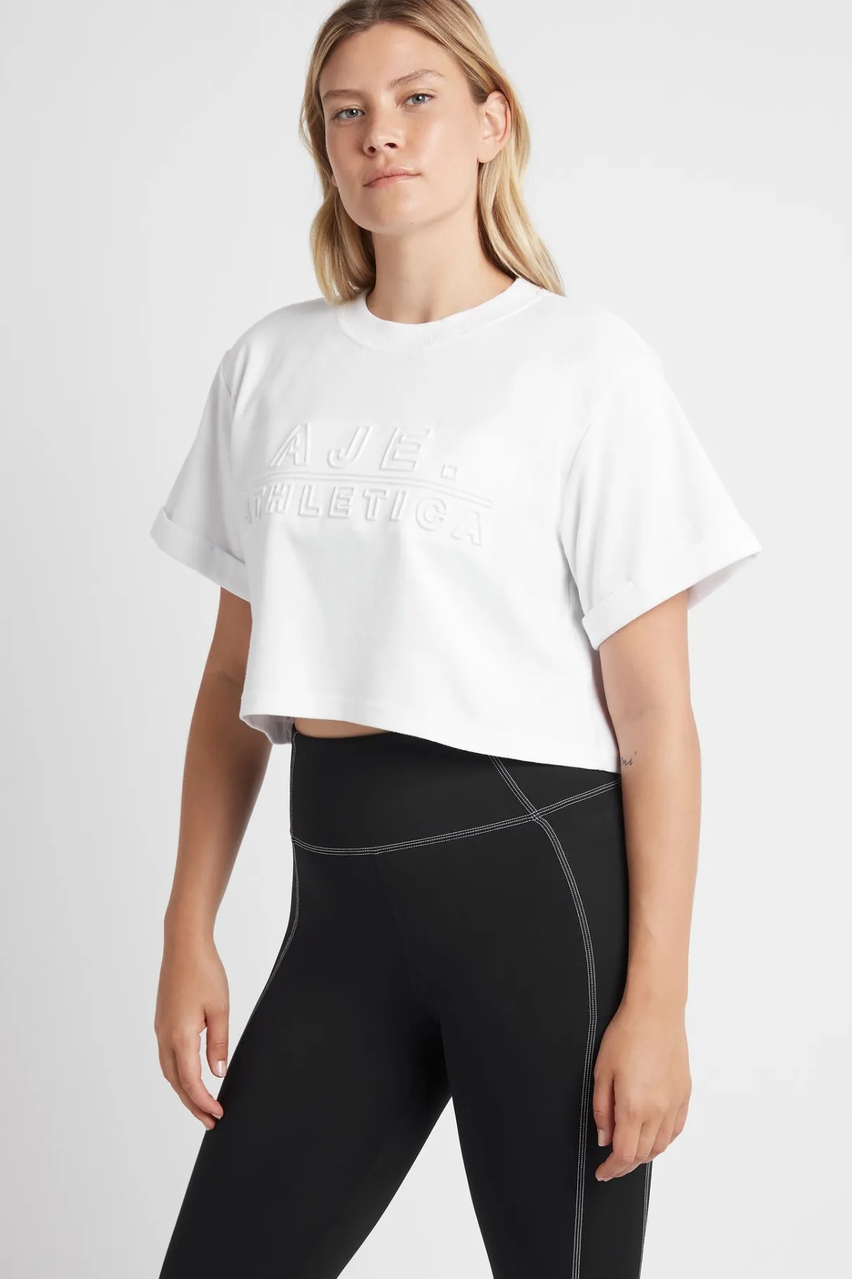 cropped_embossed_classic_logo_tshirt__7.webp Hot Aje ATHLETICA Cropped Embossed Classic Logo T-Shirt 105 White