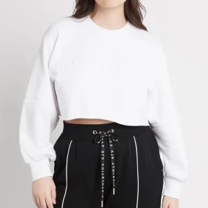 Best Sale Aje ATHLETICA Cropped Embossed Logo Crew Jumper 413 White