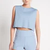 Cheap Aje ATHLETICA Cropped Embossed Signature Logo Tank 112 Steel Blue