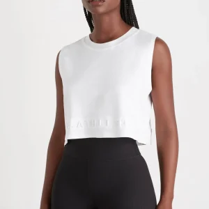 Shop Aje ATHLETICA Cropped Embossed Signature Logo Tank 106 White