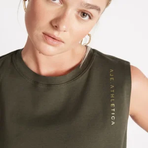 Best Aje ATHLETICA Cropped Embossed Signature Logo Tank 112 Forest Green