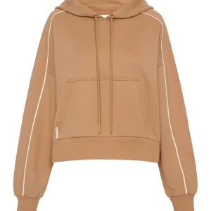 Cheap Aje ATHLETICA Cropped Essential Contrast Piping Hoodie 405 Beige/Light Ivory