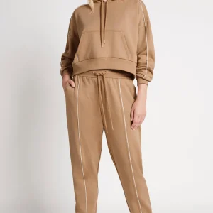 Cheap Aje ATHLETICA Cropped Essential Contrast Piping Hoodie 405 Beige/Light Ivory