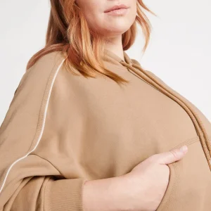 Cheap Aje ATHLETICA Cropped Essential Contrast Piping Hoodie 405 Beige/Light Ivory