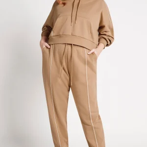 Cheap Aje ATHLETICA Cropped Essential Contrast Piping Hoodie 405 Beige/Light Ivory