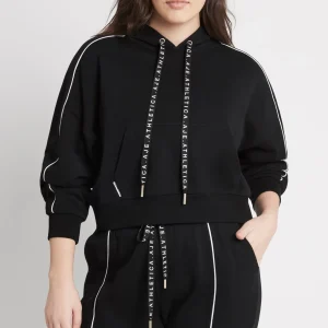 Cheap Aje ATHLETICA Cropped Essential Contrast Piping Hoodie 405 Black/White