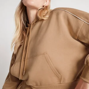 Cheap Aje ATHLETICA Cropped Essential Contrast Piping Hoodie 405 Beige/Light Ivory