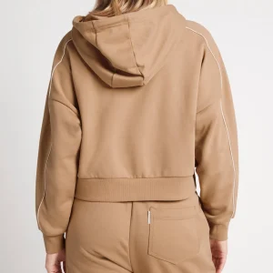 Cheap Aje ATHLETICA Cropped Essential Contrast Piping Hoodie 405 Beige/Light Ivory