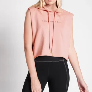 Clearance Aje ATHLETICA Cropped Established Short Sleeve Hoodie 402 Rose Quartz