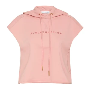 Clearance Aje ATHLETICA Cropped Established Short Sleeve Hoodie 402 Rose Quartz