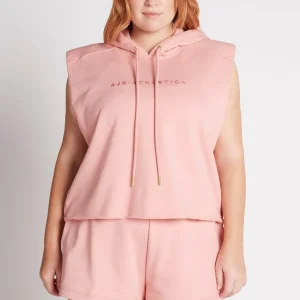 Clearance Aje ATHLETICA Cropped Established Short Sleeve Hoodie 402 Rose Quartz