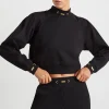 Discount Aje ATHLETICA Cropped Fleece Funnel Neck Jumper 408 Black