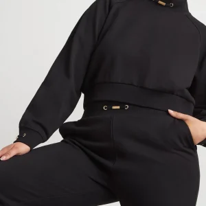 Discount Aje ATHLETICA Cropped Fleece Funnel Neck Jumper 408 Black