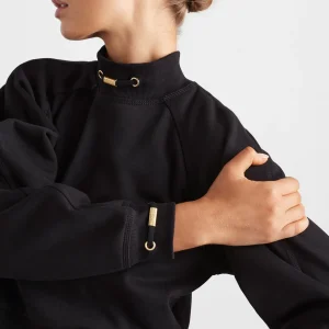 Discount Aje ATHLETICA Cropped Fleece Funnel Neck Jumper 408 Black