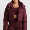 Store Aje ATHLETICA Cropped Hooded Puffer Jacket 764 Burgundy