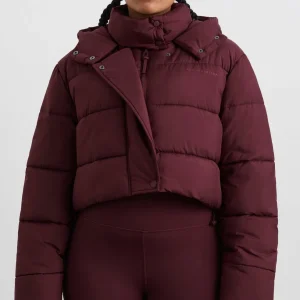 Store Aje ATHLETICA Cropped Hooded Puffer Jacket 764 Burgundy
