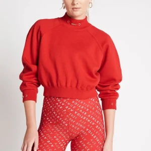 New Aje ATHLETICA Cropped Knit Funnel Neck Jumper 408 Garnet Red