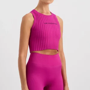 Shop Aje ATHLETICA Cropped Knitted Logo Tank 135 Power Pink