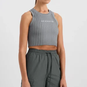 Clearance Aje ATHLETICA Cropped Knitted Logo Tank 135 Slate Surge