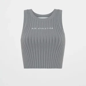 Clearance Aje ATHLETICA Cropped Knitted Logo Tank 135 Slate Surge