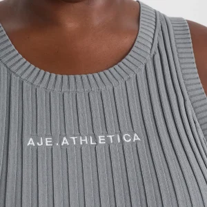 Clearance Aje ATHLETICA Cropped Knitted Logo Tank 135 Slate Surge