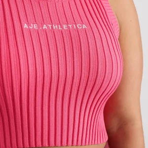 Flash Sale Aje ATHLETICA Cropped Knitted Logo Tank 135 Rouge Pink