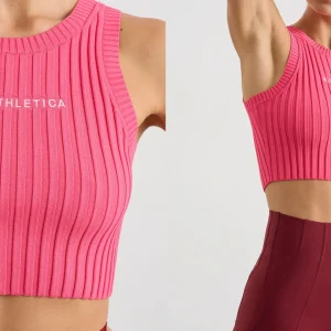 Flash Sale Aje ATHLETICA Cropped Knitted Logo Tank 135 Rouge Pink