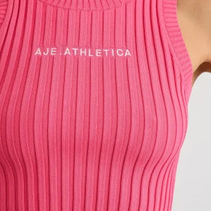 Flash Sale Aje ATHLETICA Cropped Knitted Logo Tank 135 Rouge Pink