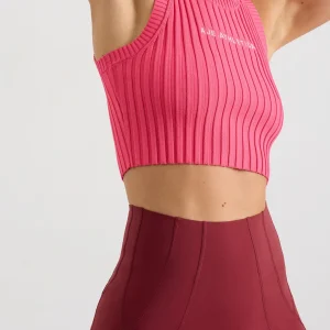 Flash Sale Aje ATHLETICA Cropped Knitted Logo Tank 135 Rouge Pink