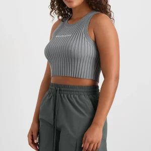 Clearance Aje ATHLETICA Cropped Knitted Logo Tank 135 Slate Surge