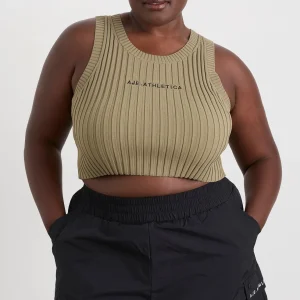 Fashion Aje ATHLETICA Cropped Knitted Logo Tank 135 Soft Khaki/Black