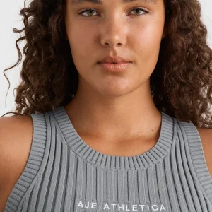 Clearance Aje ATHLETICA Cropped Knitted Logo Tank 135 Slate Surge