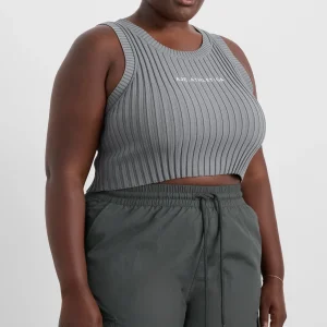 Clearance Aje ATHLETICA Cropped Knitted Logo Tank 135 Slate Surge