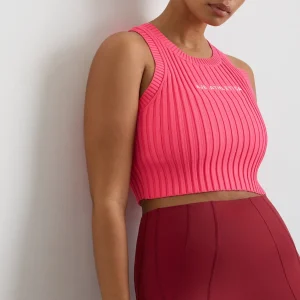 Flash Sale Aje ATHLETICA Cropped Knitted Logo Tank 135 Rouge Pink