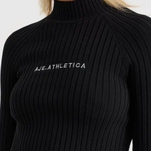 Outlet Aje ATHLETICA Cropped Knitted Long Sleeve Top 437 Black