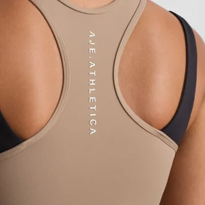Best Sale Aje ATHLETICA Cropped Layered Sport Tank 159 Dune/Black